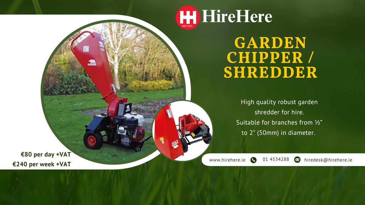 Whether you’re tidying up the garden or getting ready for spring planting, our garden chipper shredder is a game-changer. Suitable for mulching branches from ½” to 2" (50mm) in diameter. Daily and weekly hire rates available