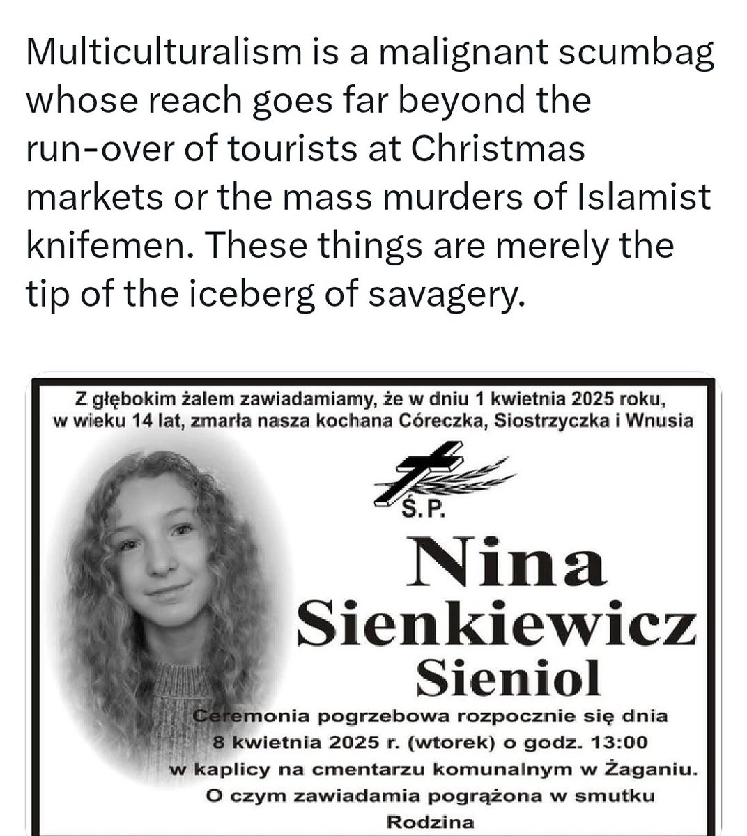 Seawater_21's tweet photo. BREAKING & SHOCKING #Netherlands #Poland #EU
#OpenBordersPolicy
Multiculturalism in the #EU..
A Polish girl bullied by her Muslim peers commits suicide! https://t.co/gOC4knvEzX