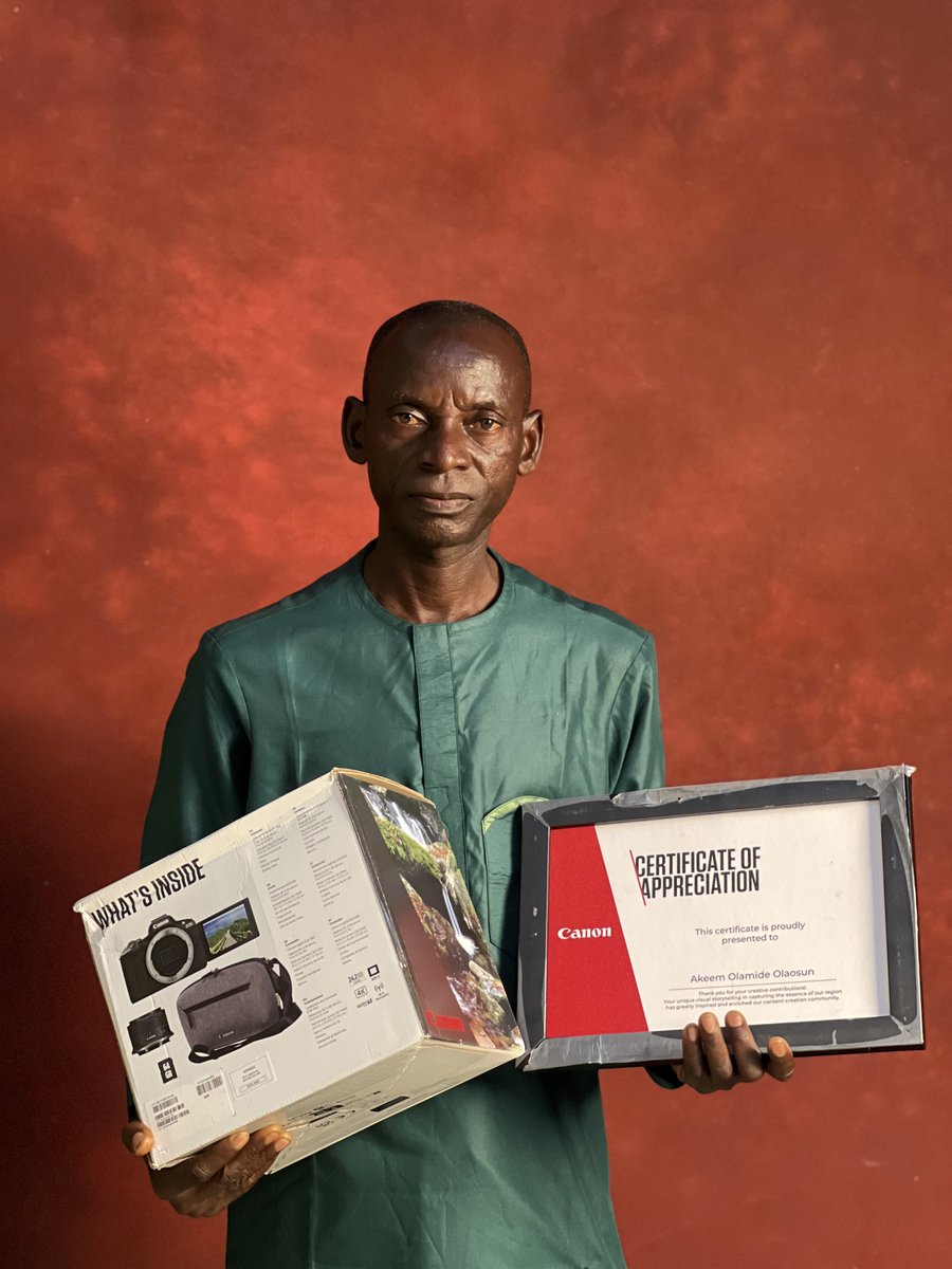 FotoNugget's tweet photo. Do you remember Mr. Hakeem, the renowned Nigerian sports photojournalist with 25 years of experience, whose story I shared here and we crowdfunded for? I’m happy to share that Canon recognized his work and honored him with a certification and a brand-new camera in support. https://t.co/fRlFOiPORp
