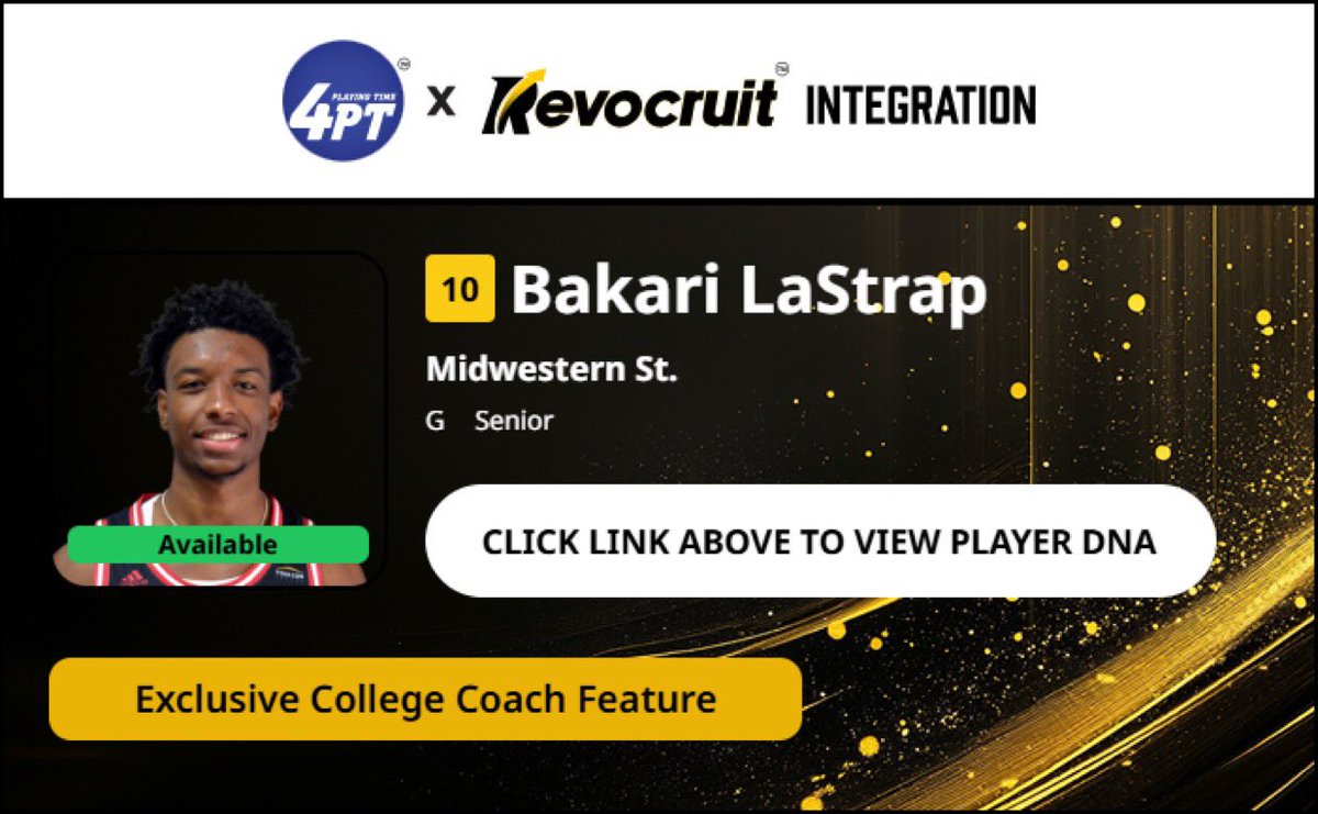CBB Transfer Portal Spotlight

Bakari LaStrap
6'1" 170
Guard
Midwestern State 

2024-25 Stats (23 Games):
📊 8.3 PPG, 2.8 RPG, 2.5 APG, 46.0 FG%

Coach Exclusive Revocruit Player DNA:
🔗 applink.revocruitathlete.com/player/7867

#TP4PT #TransferPortal
