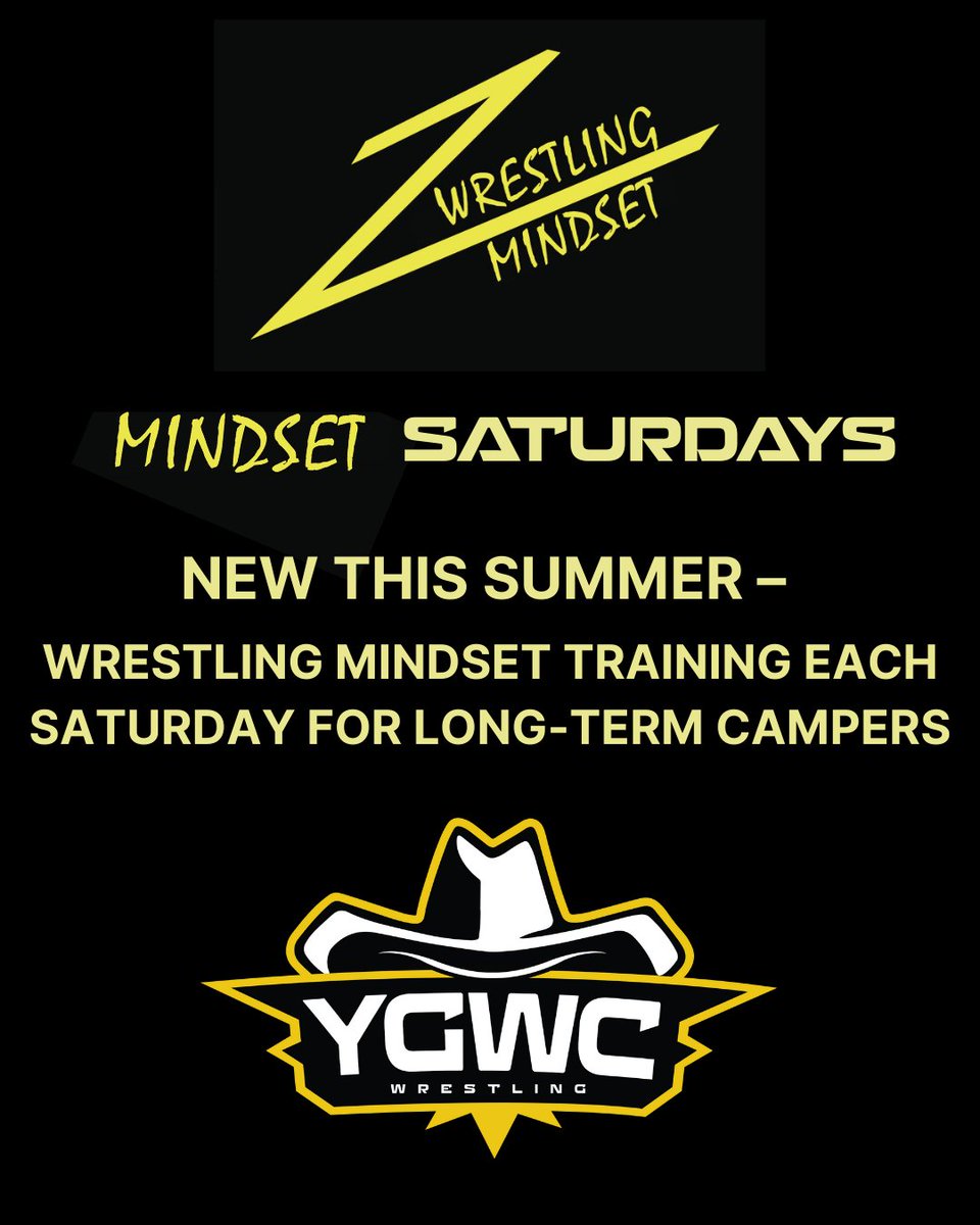 YGWC Camps (@ygwccamps) on Twitter photo YG Wrestling Camps has partnered with the premier company in mindset training and wrestling's leading authority on mental performance.
<a href="/WrestlingMindse/">Wrestling Mindset</a>
✅Group mindset training on Saturdays
✅Free copy of their best selling book
wrestlingmindset.com younggunswrestlingcamps.com YG Wrestling Camps has partnered with the premier company in mindset training and wrestling's leading authority on mental performance.
<a href="/WrestlingMindse/">Wrestling Mindset</a>
✅Group mindset training on Saturdays
✅Free copy of their best selling book
wrestlingmindset.com younggunswrestlingcamps.com