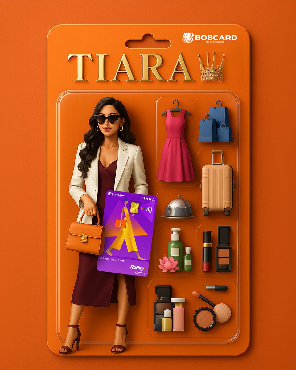 bobcardofficial's tweet image. Grace meets grit and style meets strength! Presenting BOBCARD Tiara, icon who makes finance look fabulous.

Because every queen deserves a card that matches her crown.

#BOBCARDTiara #RuPay #FinanceWithFinesse #CrownYourSpending #StylishSpender #QueenMovesOnly #TiaraLifestyle