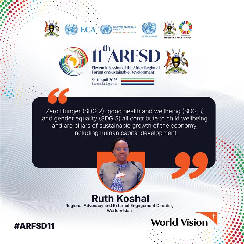 Civil Society Organisations need to invest in children's well-being, education, health, and protection, ensuring their rights and opportunities in sustainable development and global cooperation - <a href="/Koshal_Ruth/">Ruth Koshal</a> #ARFSD11 #SDGs <a href="/WorldVisionEARO/">World Vision East Africa</a>