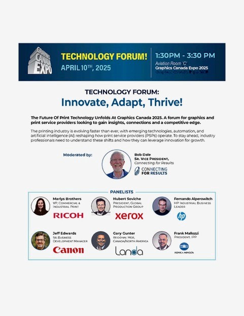 Technology Forum: Innovate, Adapt, Thrive! Free panel, Aviation Room at 1:30pm graphicscanada.com/education/futu… #GraphicsCanada