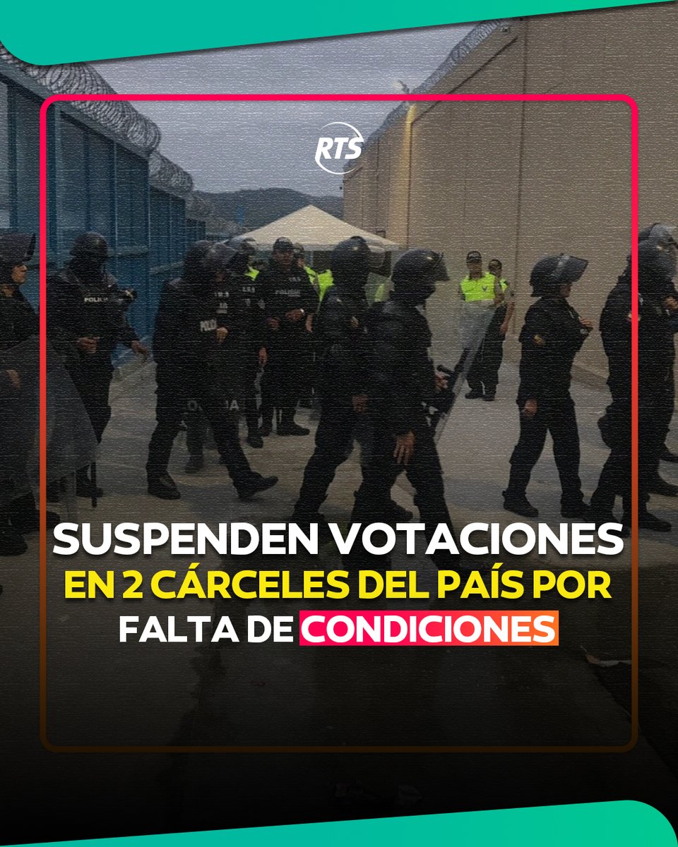 RTSEcuador's tweet image. #URGENTE 🚨 Diana Atamaint, presidenta del Consejo Nacional Electoral (CNE) anunció que se suspende la votación en las cárceles de El Rodeo (Manabí) y en Machala por la ausencia de condiciones de seguridad.
-
Revisa la nota: rts.com.ec/noticia/suspen…