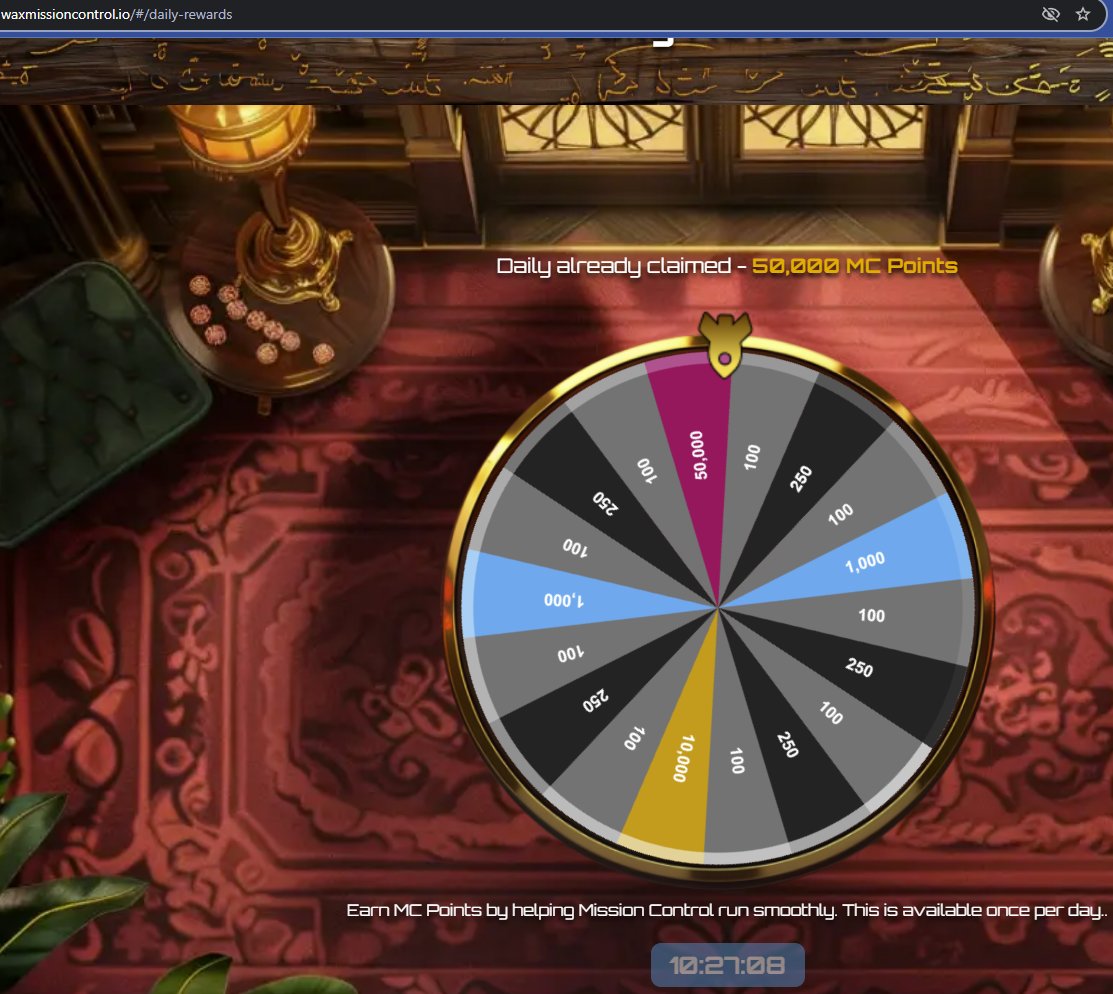Wow! After spinning 10k MC points just a few days ago on waxmissioncontrol.io, I just hit 50k today. LFG!!!!!
#PlayToEarn #WAXP