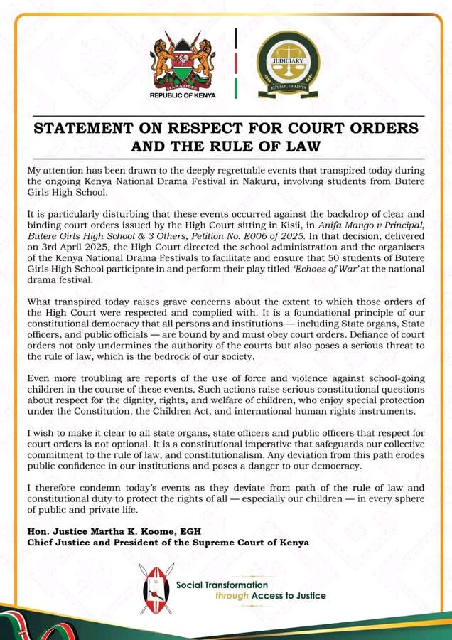 AlfredDeRotich's tweet photo. The president of @Kenyajudiciary madam @CJMarthaKoome has pronunced themselves https://t.co/0cec6uVPO3