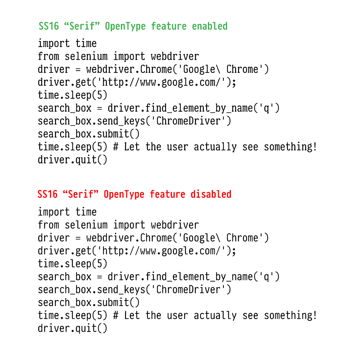 From v_0.9 you can code in PragmataPro Serif!
OpenType feature ss16 - Serif

fsd.it/2025/03/20/pra…

#pragmatapro #codingfont #coding #pragmataproserif
