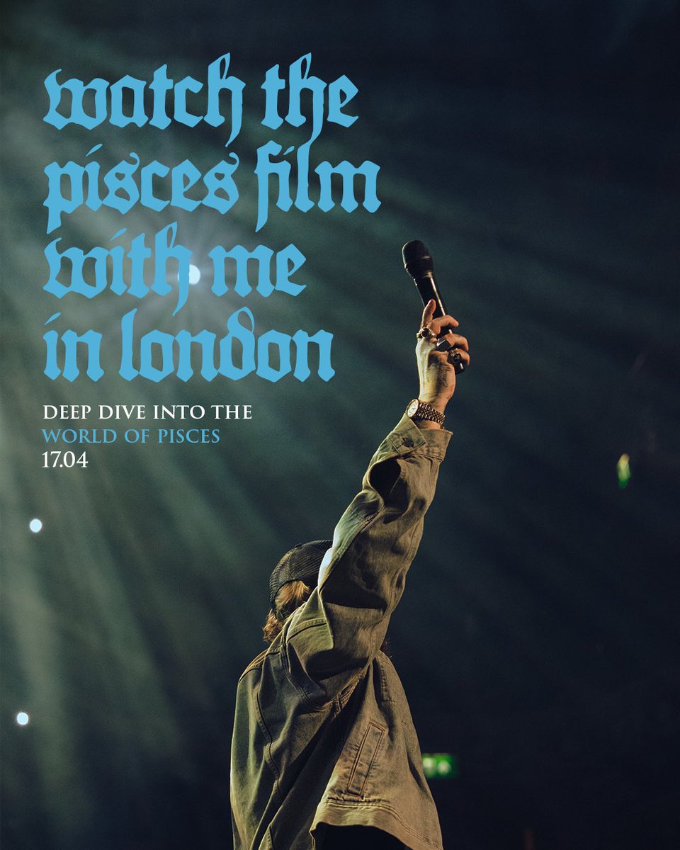 Alright UK… it’s your turn.

On 17th April, I’ll be hosting a second exclusive PISCES event, this time in London. Can't wait to go between dreams and reality with you. Pre-order the album from my official UK store to be in with a chance of attending.

store.jamesarthurofficial.com