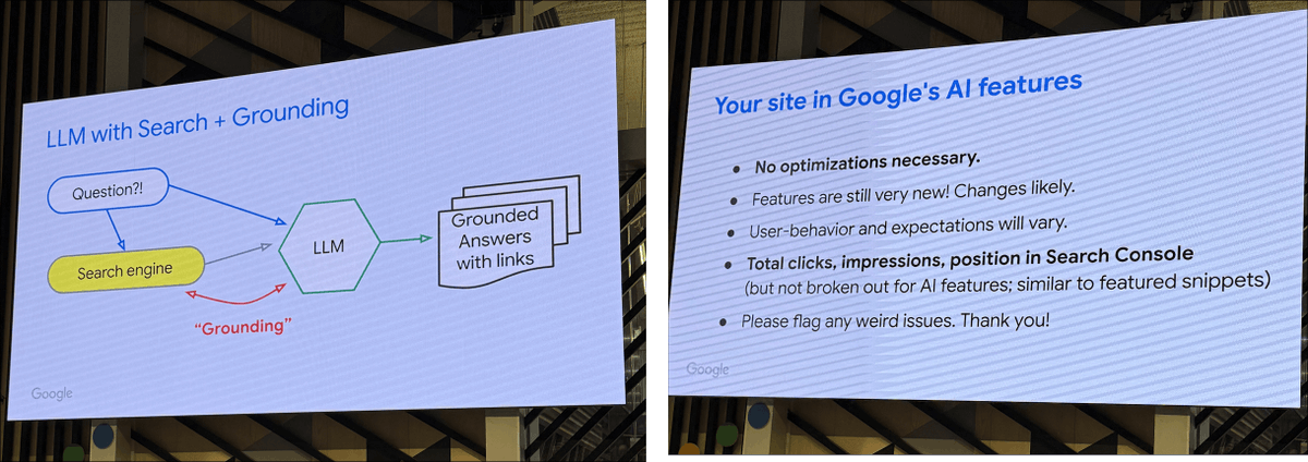 🤖 5 AI Insights about from Google Search Central Live in Madrid on April 9, 2025 👇

1. Google goal, mission and focus doesn’t change
2. Google treatment of AI content
3. How AI Search and AI Overviews work and how to optimize for them
4. Monitoring and Tracking AIO’s and Gemini