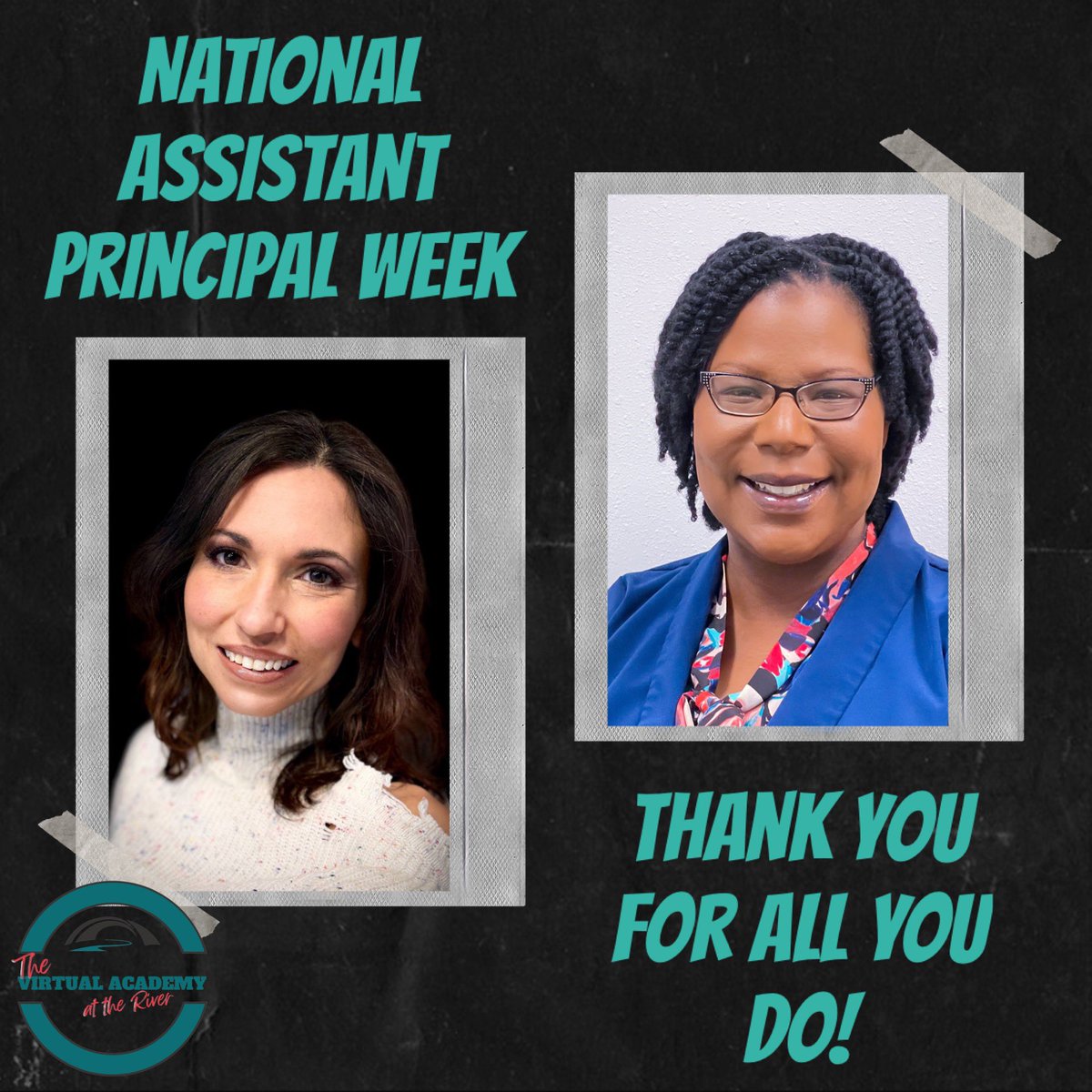 It’s National Assistant Principal Week and we have 2 very special ladies to celebrate. Thank you both for all your hard work and dedication to The Virtual Academy. 

<a href="/ARKRIVERESC/">Arkansas River ESC</a> 

#thevirtualacademyattheriver #digitallearning #DistanceLearning #YourBestSolution #virtuallearning