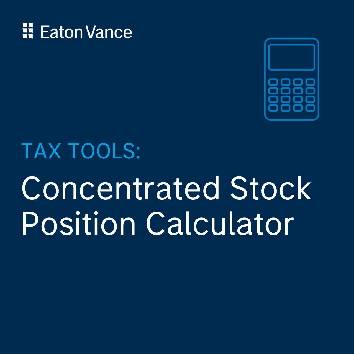 EatonVance's tweet photo. The Concentrated stock position calculator helps assess potential outcomes and tax implications of diversifying your holdings. Try it now to make informed investment decisions: https://t.co/BY0SAfwaXT https://t.co/9Fo2bwFQWL