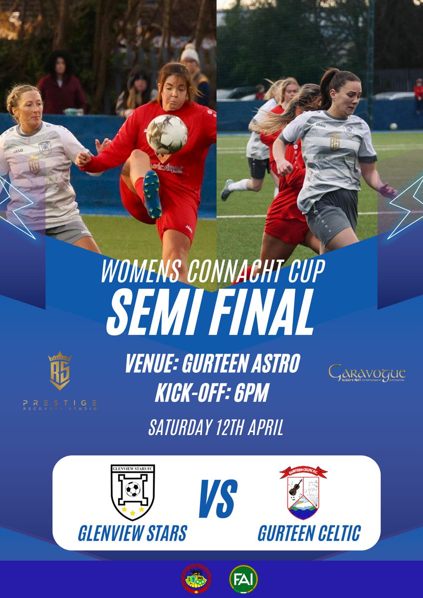 The big games keep coming for our women's team. Saturday at 6pm away to <a href="/gurteencelticfc/">Gurteen Celtic</a>.

Connacht Cup semi-final.

Get out and support if you can. 

<a href="/DslSligo/">Sligo Leitrim Soccer</a> #GVS ⭐⭐