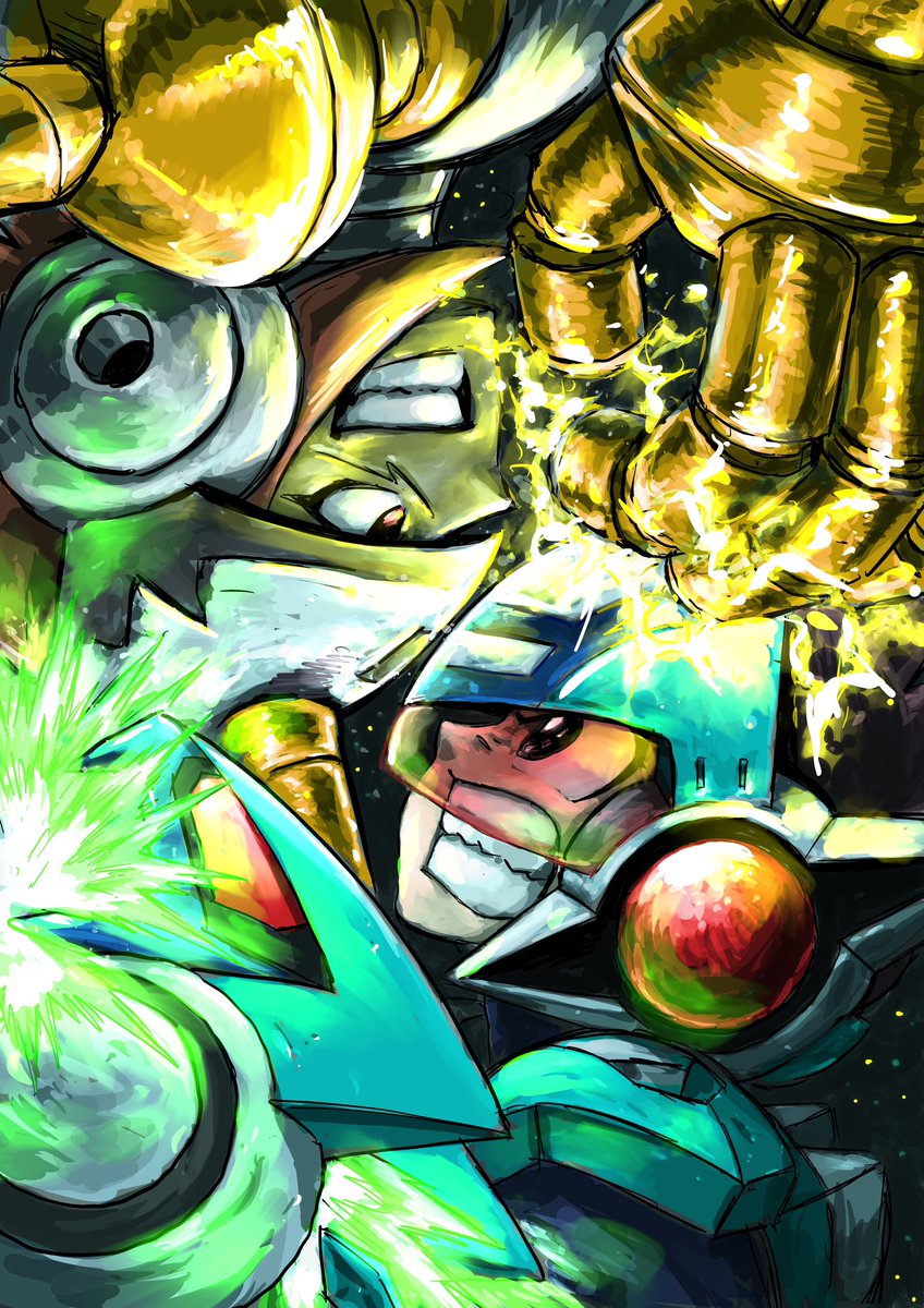 前回の続き！流星のロックマンVSジェミニ・スパーク⚡️
久々に厚塗りで仕上げしてみました！
バチバチエフェクト描いててめちゃ楽しかったです🔥
また時間空いたら色々描きます！よろしくでーす🛰️✨
#流星のロックマン #ジェミニスパーク #ファンアート