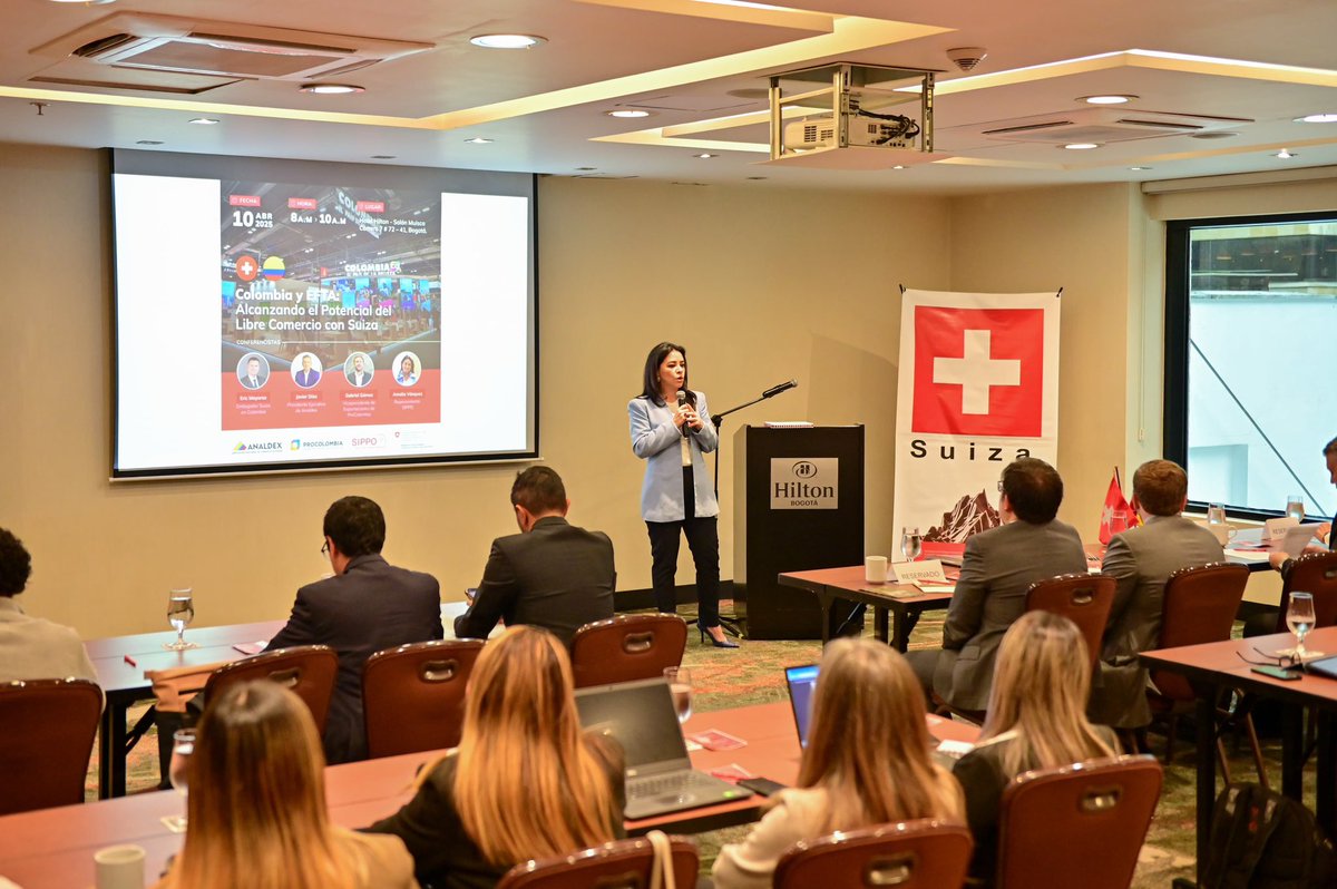 #Diversificación Inicia el encuentro ‘Colombia y EFTA: alcanzando el potencial de libre comercio con Suiza’, organizado por <a href="/Swisscontact/">Swisscontact</a>, <a href="/PROCOLOMBIACO/">PROCOLOMBIA</a> y nuestra Asociación. Allí participan <a href="/AmaliaVsquez3/">Mary Amalia Vásquez</a>, <a href="/javierDiazMo/">Javier Diaz Molina</a>, <a href="/GabrielGomezA/">Gabriel Jaime Gómez</a> y Eric Mayoraz, Embajador de Suiza en