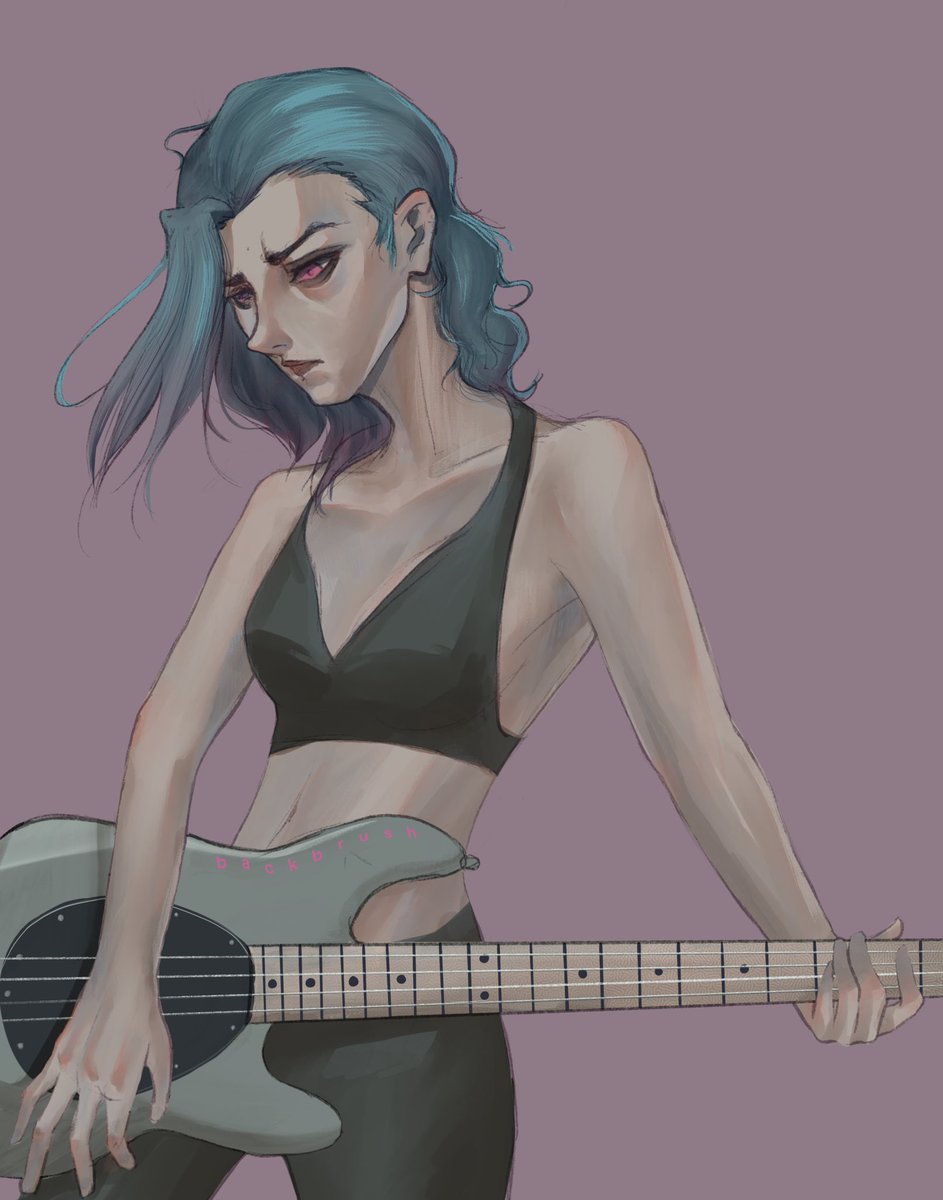 backbrus's tweet photo. bassist jinx pre-background, which I honestly prefer over when I added one #arcane https://t.co/uCVrYE8VmP