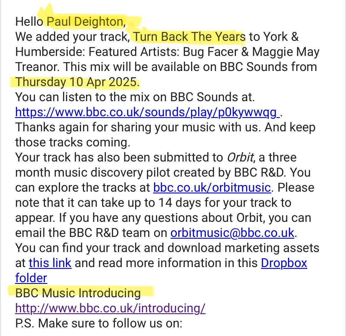 Paul Deighton (@pauldeighton) on Twitter photo One of my new tracks will be on BBC Music Introducing tonight sometime between 8-10pm. Listen out for Turn Back The Years by Paul Deighton & Aino Roan.. <a href="/bbcintroducing/">BBC Music Introducing</a> <a href="/BBCSounds/">BBC Sounds</a> One of my new tracks will be on BBC Music Introducing tonight sometime between 8-10pm. Listen out for Turn Back The Years by Paul Deighton & Aino Roan.. <a href="/bbcintroducing/">BBC Music Introducing</a> <a href="/BBCSounds/">BBC Sounds</a>