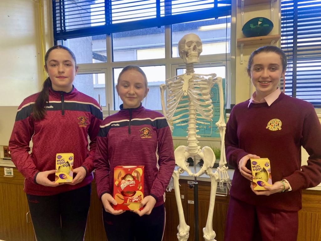 Well done to all 1st Yr students who recently entered the “Name the Skeleton” competition. There were some great entries. Congratulations to the overall winner, Rose Kinsella and runners up Halle Sheridan and Beatrice White Lynch. Our new school skeleton will now be named Cal.