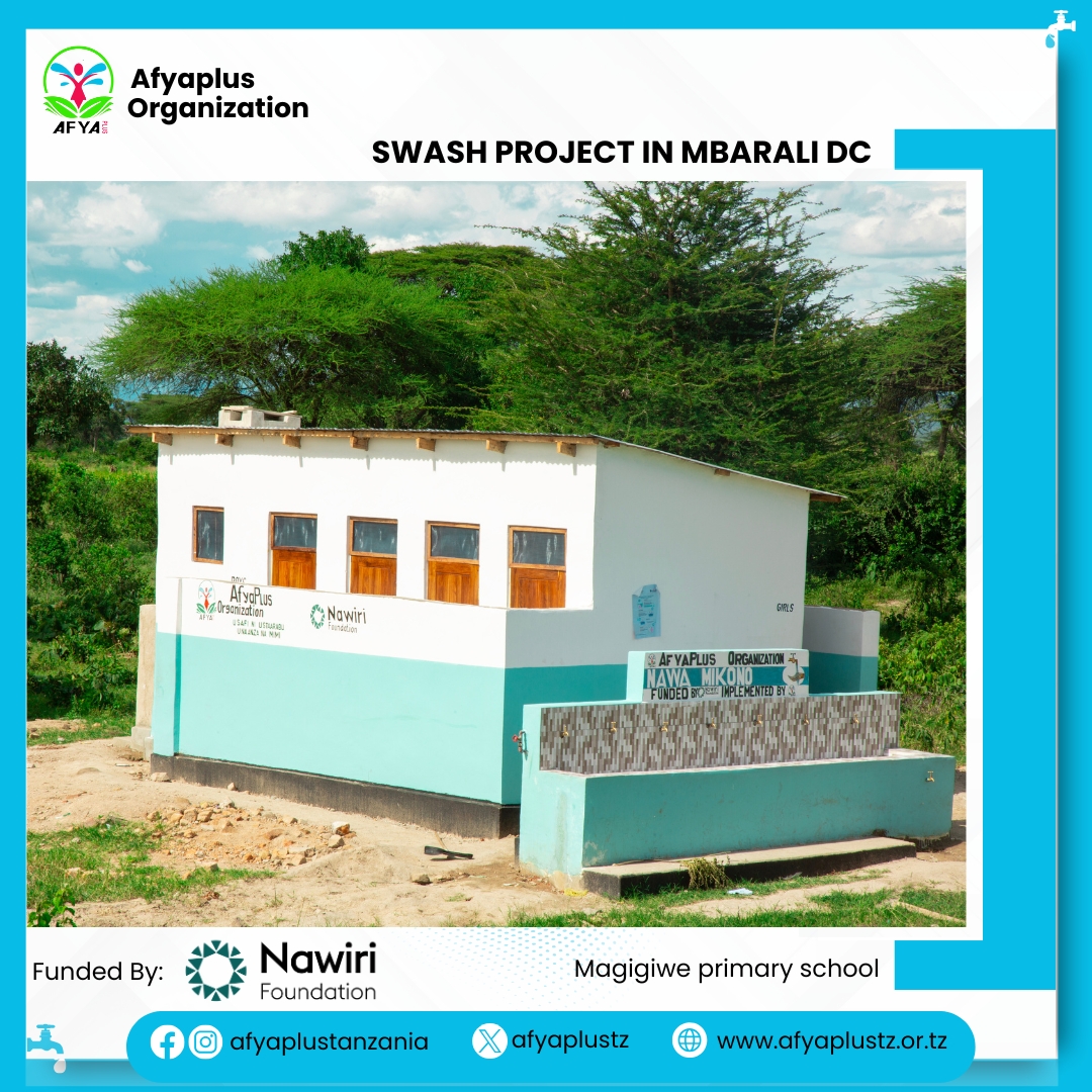 AfyaplusTz's tweet photo. The SWASH Project at Magigiwe Primary School in Mbarali DC, Mbeya Region is complete. From newly renovated toilets, and constructed changing room, an incinerator, Handwashing stations, water tank tower to a complete water system. https://t.co/YVSJnte4Rp