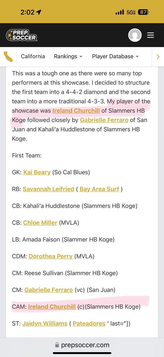 Thank you <a href="/PrepSoccerCA/">Prep Soccer California</a>