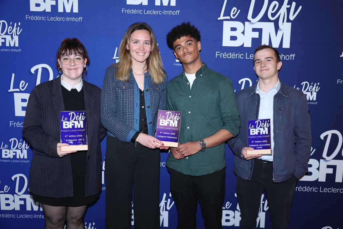 🏆LES LAURÉATS DU DÉFI #BFM FRÉDÉRIC LECLERC-IMHOFF 

➡️Isaure de La Gorce &amp; Matéo Riviere dans la catégorie “rédacteur” 
➡️Valentine Ribes dans la catégorie “JRI”
➡️Loïc Radenac dans la catégorie “journaliste local” 

👏Ils remportent chacun 1 CDD d’un an à <a href="/BFMTV/">BFMTV</a> et #BFMLocales