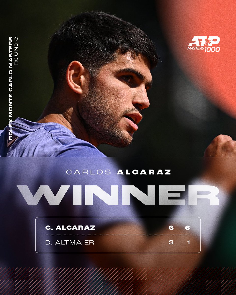 atptour's tweet photo. Majestic in Monte-Carlo 💫

@carlosalcaraz | @ROLEXMCMASTERS | #RolexMonteCarloMasters https://t.co/ftKPCc87PP