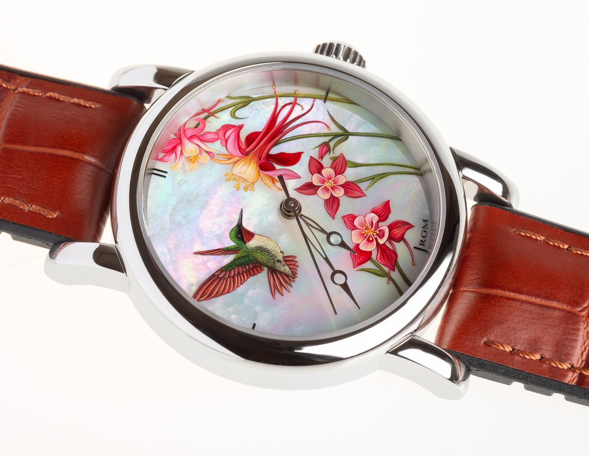 RGMWatchCompany's tweet photo. RGM - Consider a miniature hand painting on Mother of Pearl for your next exceptional timepiece. 
#rgmwatchco #rgmwatches #rgmwatch #watch #wristwatch #watchmaking #watchmaker #independentwatchmaking
#handpainteddial #bespokewatch #customwatch https://t.co/tph9rE19uA