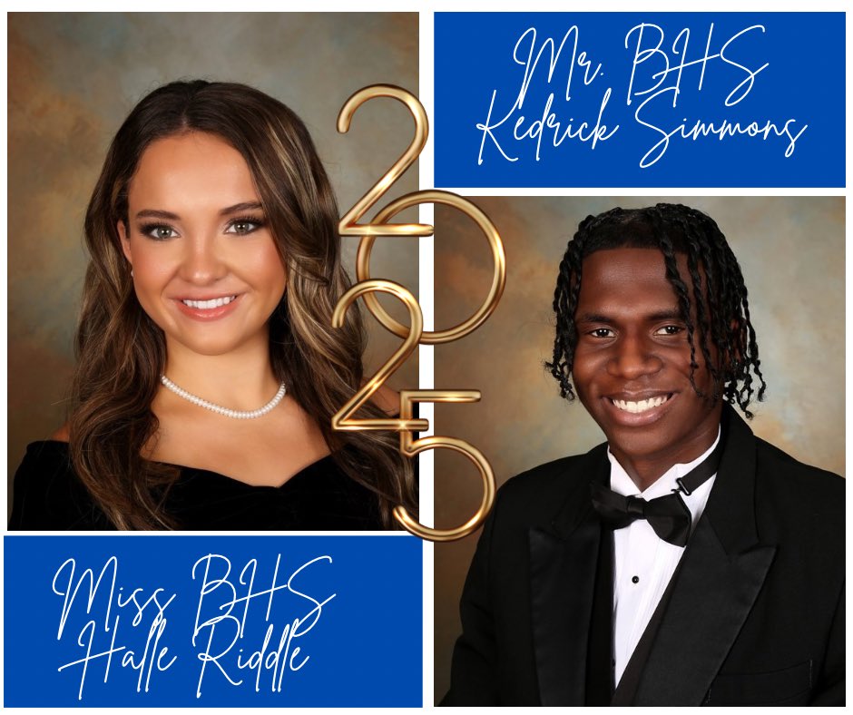 BHSDevils1's tweet photo. Please join us in congratulating the Booneville High School Class of 2025 Mr. and Miss BHS!
Miss BHS: Halle Riddle
Mr. BHS: Kedrick Simmons
Weβre so proud of Halle and Kedrick β way to represent the Class of 2025! π«
#BlueDevilStandard #MrAndMissBHS #ClassOf202 https://t.co/vyztPcPrAD