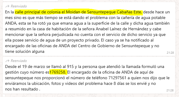 aaserranosv's tweet photo. En la calle principal de colonia el Moidán de Sensuntepeque, Cabañas Este solicitan ayuda.
Según dicen ya reportaron a ANDA, el número de caso es: 1769258.
Ojalá se les pueda ayudar Ing. @CastanedaCJorge https://t.co/1ss0roo75n
