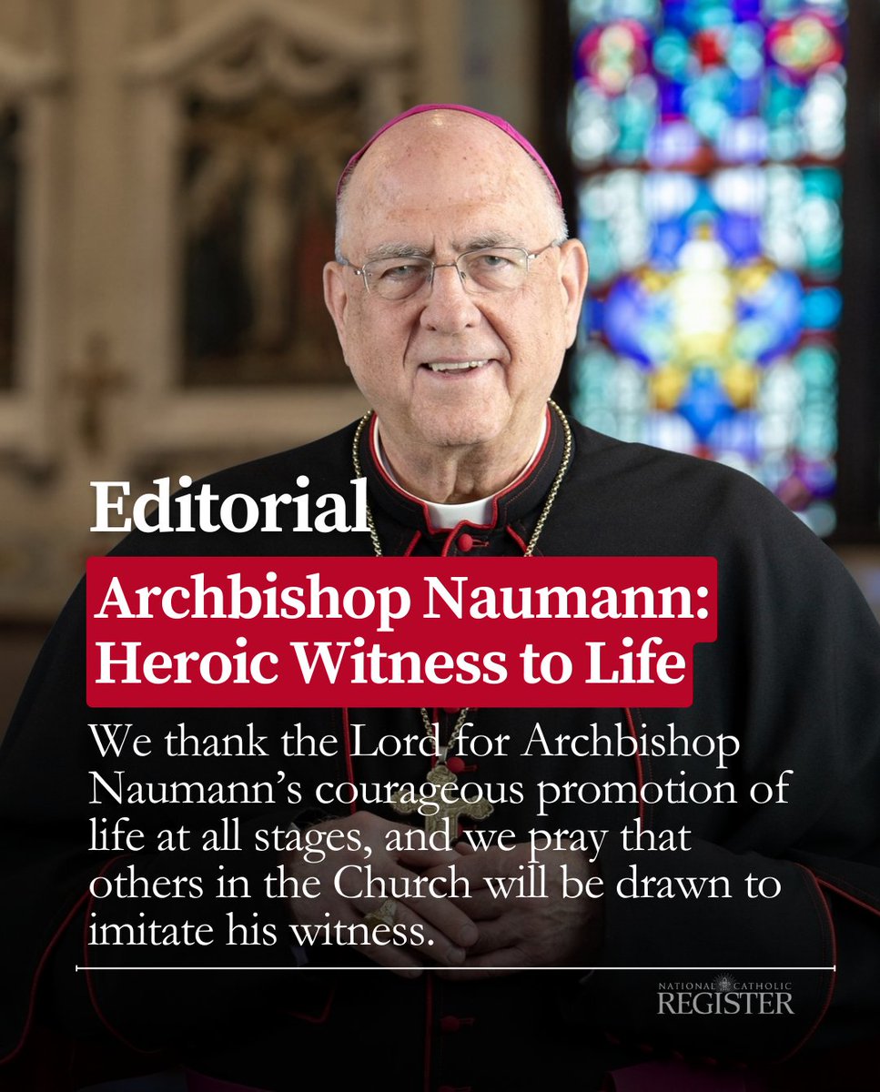NCRegister's tweet photo. In a world marked by pick-and-choose approaches to protecting human dignity — what Pope Francis has called “the throwaway culture” — brave and steadfast champions of life are sorely in need.

This is why Archbishop Joseph Naumann deserves particular attention — and his ministry deserves to be celebrated.

✍️The Editors
Full article: https://t.co/rchi5sffwn
