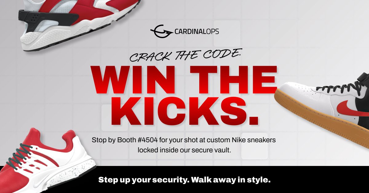 👟 Step Up Your Security and Win Custom Nike Sneakers at RSAC 👟

🔒 The <a href="/CardinalOps/">CardinalOps</a> booth will feature a secure lockbox with a pair of custom Nikes inside

🔢 Think you have what it takes to crack the code? Stop by booth #4504 for your chance to win and customize your own pair.