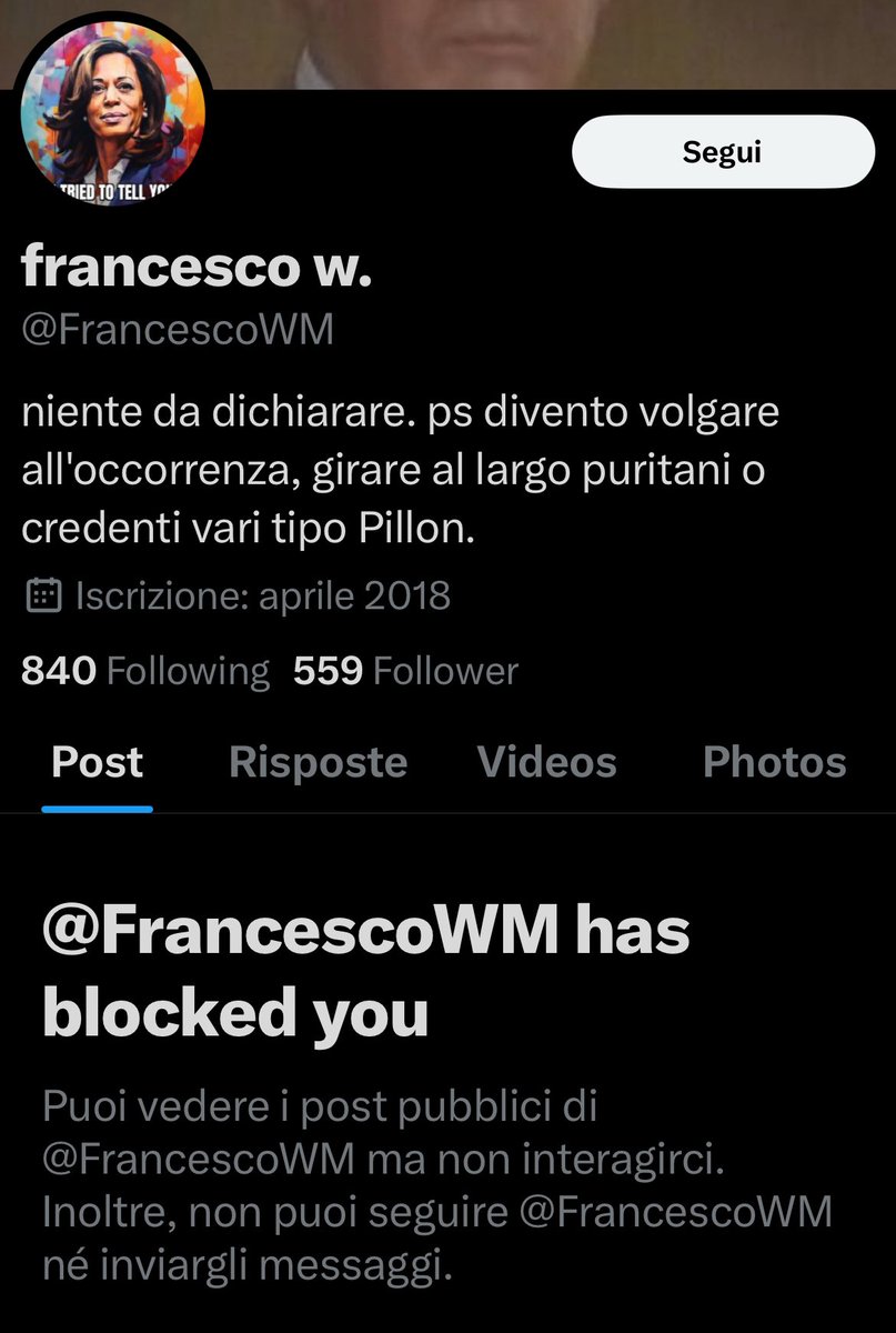 Non sanno che dire , fanno la domanda idiota e poi ti bloccano . Mah !?