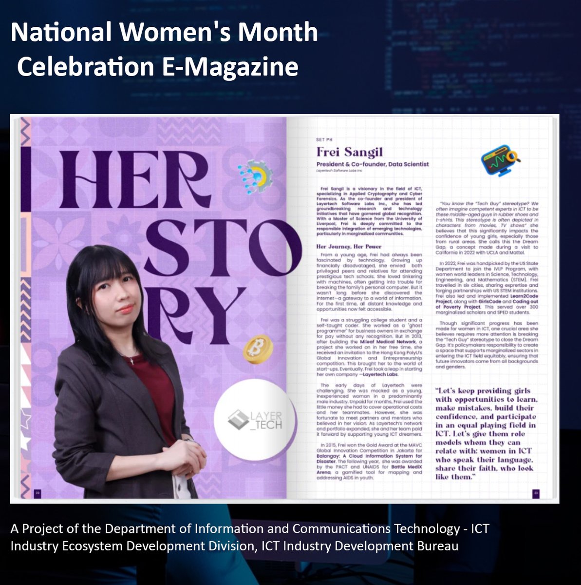 Did you know that there are a lot of amazing, inspiring, and groundbreaking women in ICT in the Philippines? Learn more about #HERStory! A project of the DCT IIDB

#womenintech #ict #womeninict #dict #iidb #layertech #diwa