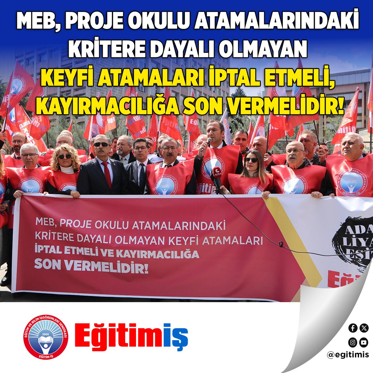 egitimis's tweet photo. MEB, PROJE OKULU ATAMALARINDAKİ KRİTERE DAYALI OLMAYAN KEYFİ ATAMALARI İPTAL ETMELİ, KAYIRMACILIĞA SON VERMELİDİR!

https://t.co/fDhJtbCvy2

@tcmeb #proje #okulları #atama #kayırma #objektif #olmayan #keyfi https://t.co/0GAD8f9y63