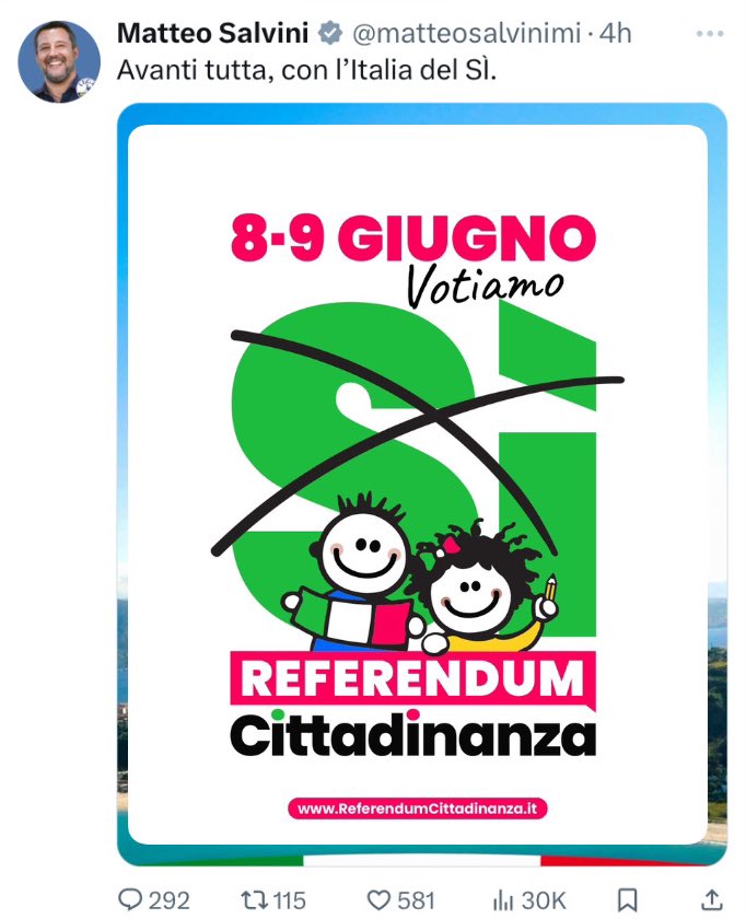 Ho corretto il tuo post <a href="/matteosalvinimi/">Matteo Salvini</a> 
<a href="/RefCittadinanza/">Referendum Cittadinanza</a>