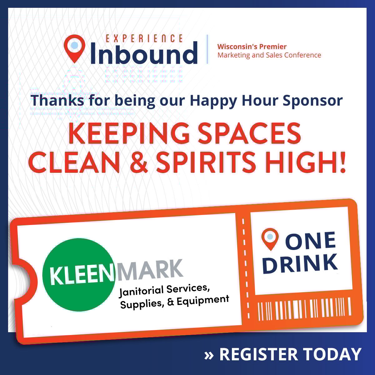 🥂Cheers to KleenMark for sponsoring our <a href="/ExpInbound/">ExperienceInbound</a> happy hour! With 60+ years of expertise in keeping businesses clean, they’re now making our networking time shine.

Get to know KleenMark and their services: 
hubs.li/Q03gglYN0

Want to be there? Event link below 👇