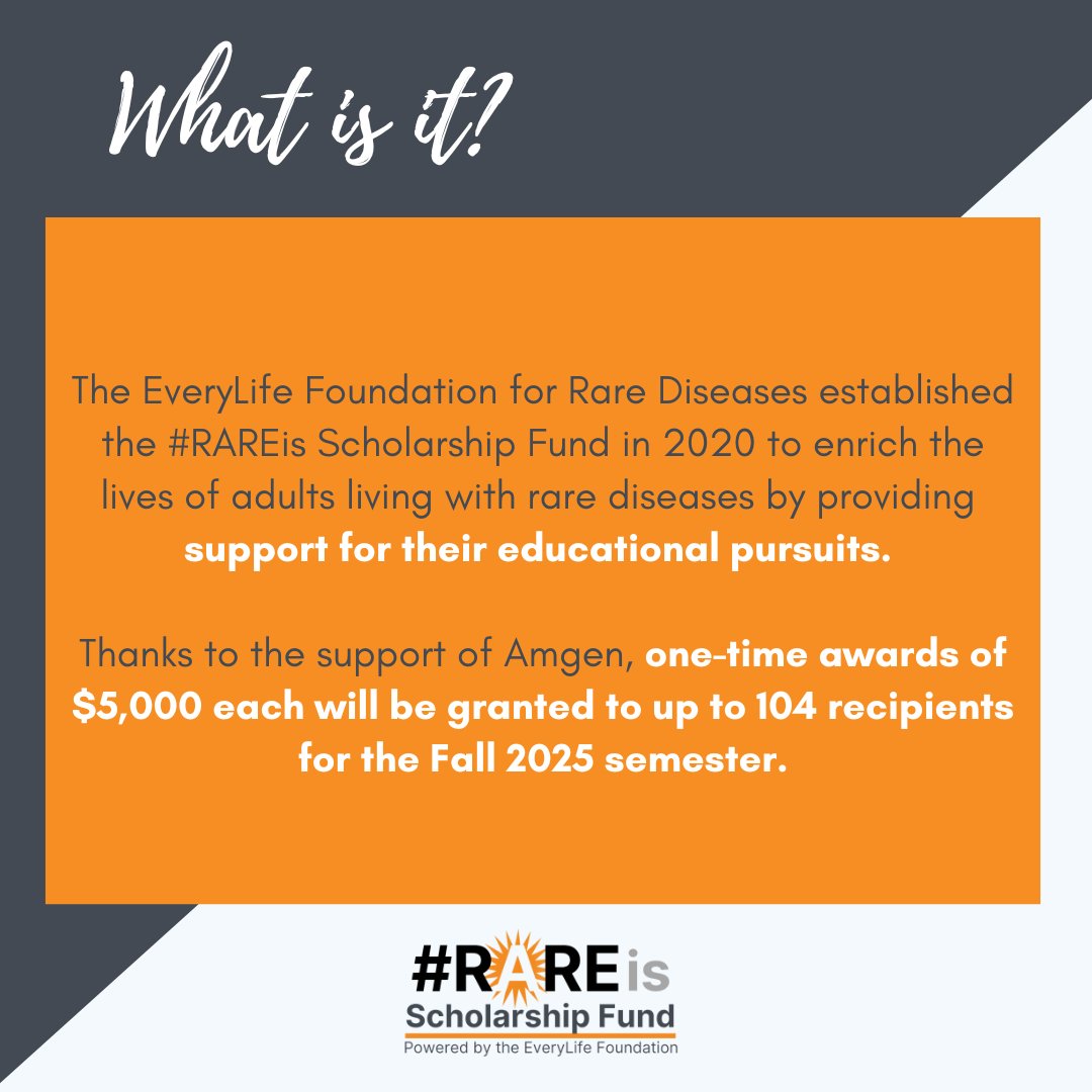 PheoPara's tweet photo. If you're living with #pheo #para #PPGL, you may qualify to pursue your dreams through the @EveryLifeOrg #RAREis $5K Scholarship Fund!
Thanks to the 💲 support of @Amgen, 104 rare disease recipients will receive scholarships in 2025! 👏🎓💵
https://t.co/bIv0g5e3B1 https://t.co/WyBrHOdm3f
