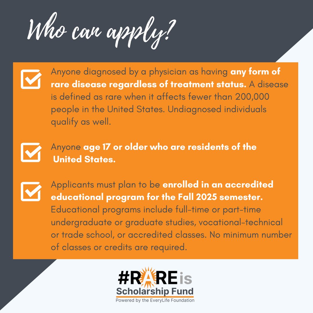 PheoPara's tweet photo. If you're living with #pheo #para #PPGL, you may qualify to pursue your dreams through the @EveryLifeOrg #RAREis $5K Scholarship Fund!
Thanks to the 💲 support of @Amgen, 104 rare disease recipients will receive scholarships in 2025! 👏🎓💵
https://t.co/bIv0g5e3B1 https://t.co/WyBrHOdm3f