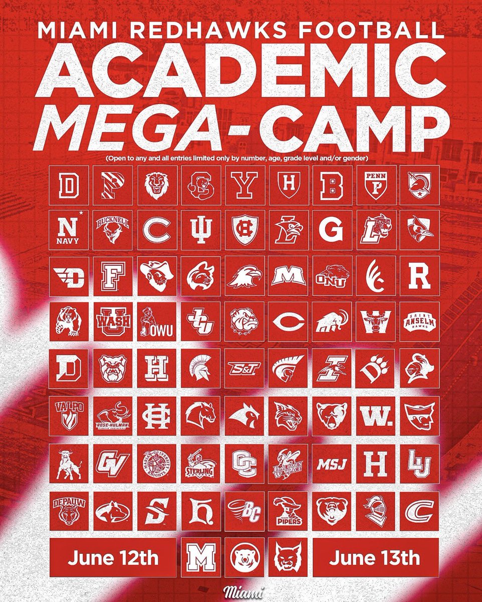 Alec_Columber's tweet photo. I will be attending the @MiamiOHFootball Academic Mega Camp on June 12th AND June 13th! 
@coachwilson2333 @coachR_Brown @CoachHug9 @CoachCradle @PHS_SpartansFB https://t.co/Lcs60U9JGx