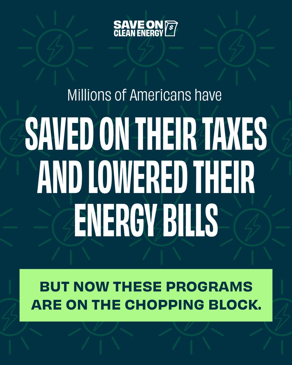 Thanks to clean energy tax credits, over a million families have saved an average of $5,000 on home upgrades like solar panels, making installation more affordable and lowering their energy bills over time.

Find out how much you can #SaveOnCleanEnergy: save-on.org/calculator.