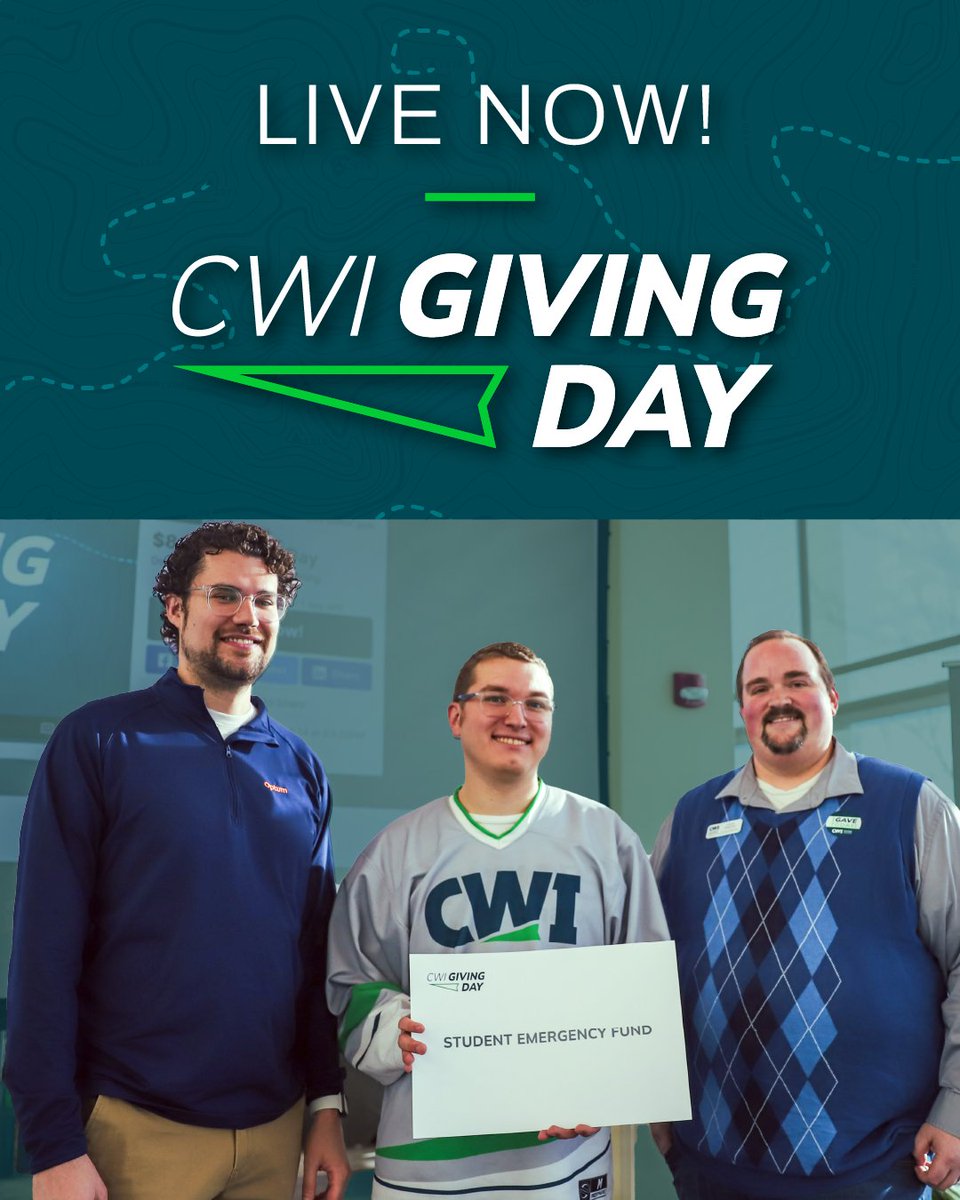 CWI Giving Day is HERE! 🎉

24 hours to support students, scholarships, and future careers.
Give now: givecampus.com/q0ne8h

#CWIGivingDay #SupportCWI #PowerStudentPotential