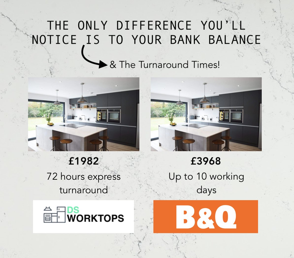 DWorktops's tweet photo. Why pay more when you can get the best for less? 
Upload your plan and get an instant Quote with 50% savings on main high street suppliers. 
📧 sales@dsworktops.com
📧 https://t.co/akJ5iNFrfa
📞 0121 7266 256 https://t.co/lBry5vph68