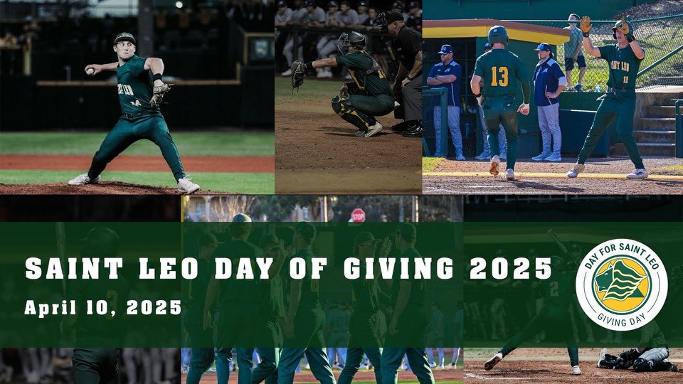 Saint Leo Baseball (@saintleobase) on Twitter photo ๐จ๐ฟ๐ผ๐ ๐๐ ๐๐ผ๐๐๐ ๐๐๐๐จ
Support Saint Leo Athletics (<a href="/SaintLeoLions/">Saint Leo Athletics</a>) today and help us continue to grow!
Follow this link for more informationโก๏ธgiving.saintleo.edu
#TheLionWay๐ฆ | #DayOfSaintLeo ๐จ๐ฟ๐ผ๐ ๐๐ ๐๐ผ๐๐๐ ๐๐๐๐จ
Support Saint Leo Athletics (<a href="/SaintLeoLions/">Saint Leo Athletics</a>) today and help us continue to grow!
Follow this link for more informationโก๏ธgiving.saintleo.edu
#TheLionWay๐ฆ | #DayOfSaintLeo