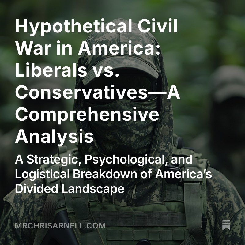 MrChrisArnell's tweet image. Which Side Wins? 🧨 Left vs Right
The map says more than you think.
Land &amp;gt; Tech.
👇 Full breakdown:
🔗 mrchrisarnell.com/p/hypothetical…
#CollapseScenario #UrbanVsRural #MAGA #Democrats