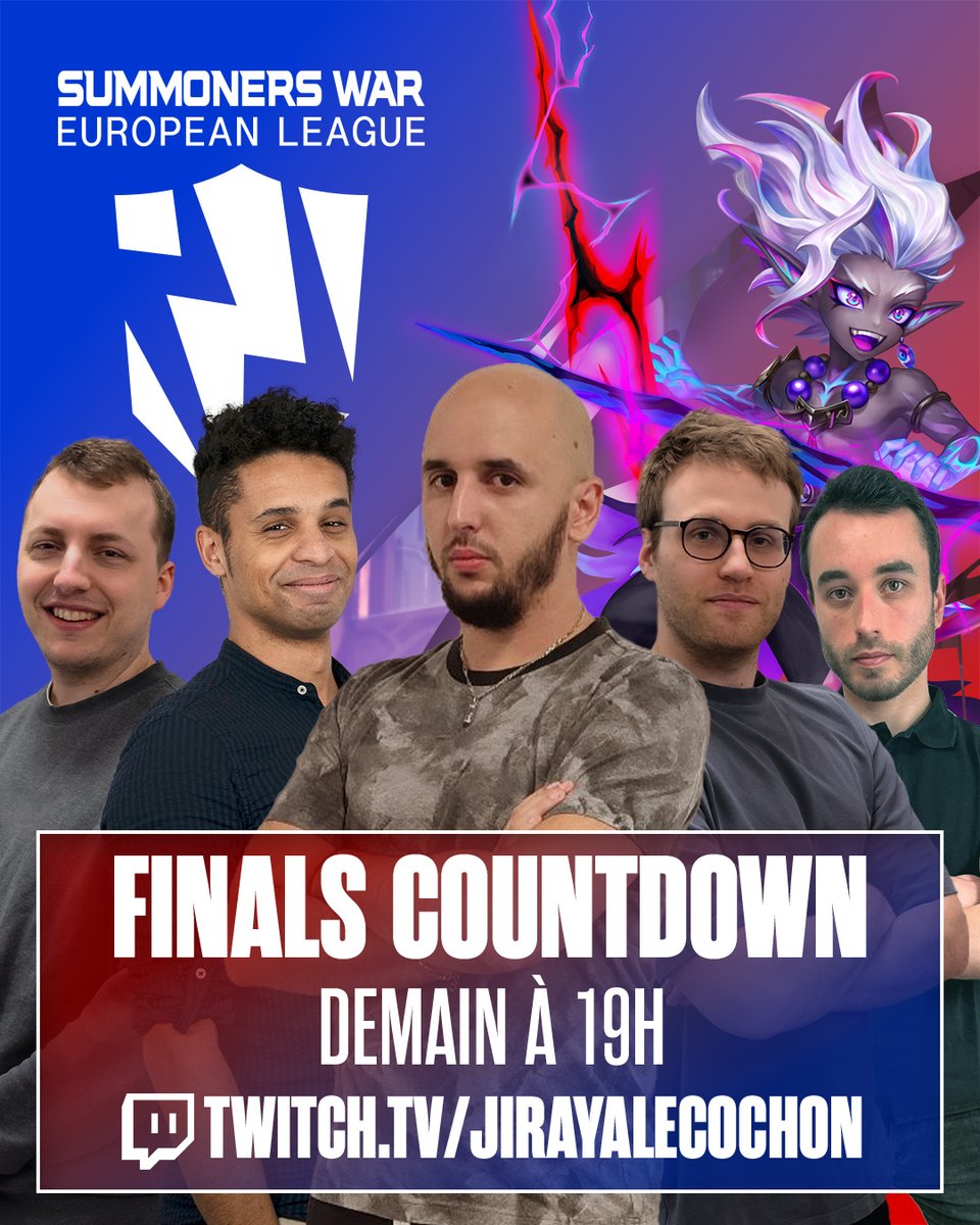 Summoners War FR (@summonerswar_fr) on Twitter photo Demain dès 19h00, rendez-vous sur la chaîne Twitch de <a href="/Jirayalecochon/">Jiraya ~「ルドビック」</a> pour un pré-show spécial juste avant les derniers matchs de la SWEL !
Jiraya sera accompagné de <a href="/sheisou/">Sheisou</a>, <a href="/Videokilled007/">Videokilled</a>, <a href="/TitoGoflette/">Tito Goflette</a> et <a href="/Un4rm3d_fr/">Un4rm3d</a> ! Demain dès 19h00, rendez-vous sur la chaîne Twitch de <a href="/Jirayalecochon/">Jiraya ~「ルドビック」</a> pour un pré-show spécial juste avant les derniers matchs de la SWEL !
Jiraya sera accompagné de <a href="/sheisou/">Sheisou</a>, <a href="/Videokilled007/">Videokilled</a>, <a href="/TitoGoflette/">Tito Goflette</a> et <a href="/Un4rm3d_fr/">Un4rm3d</a> !