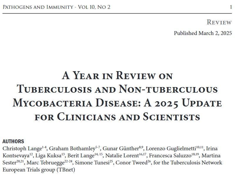 paijournal's tweet image. New in Pathogens & Immunity: Christoph Lange and colleagues provide a review of exciting 2024 literature on tuberculosis and non-tuberculosis mycobacterial diseases. Check out the full article: bit.ly/3RcCcZQ #TB #NTM