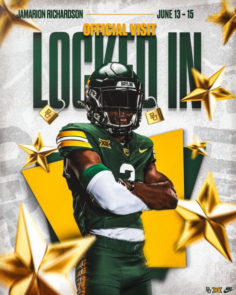 Jamarion “Jrich” Richardson (@_freerich2) on Twitter photo Locked In for an official visit let’s do it!!🐻 <a href="/BUFootball/">Baylor Football</a> <a href="/realCoachG/">Paul Gonzales</a> <a href="/CoachDaveAranda/">Dave Aranda</a> <a href="/JoshGibsonPG/">Josh Gibson</a> Locked In for an official visit let’s do it!!🐻 <a href="/BUFootball/">Baylor Football</a> <a href="/realCoachG/">Paul Gonzales</a> <a href="/CoachDaveAranda/">Dave Aranda</a> <a href="/JoshGibsonPG/">Josh Gibson</a>