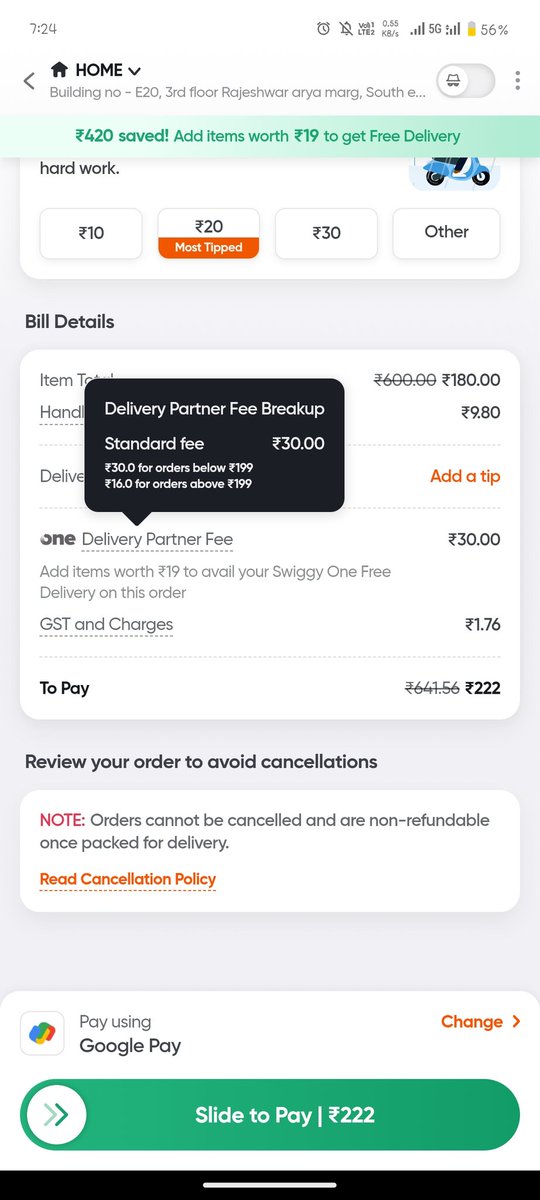 MaanvenderG's tweet photo. @Swiggy 
now Swiggy one members have to pay delivery charges for orders under 199 even though it's clearly mentioned in the membership that orders over 99 are free delivery (INSTAMART) and my membership is valid till 15 May. TIRED OF THIS SHIT. https://t.co/kUFrFYkHmC