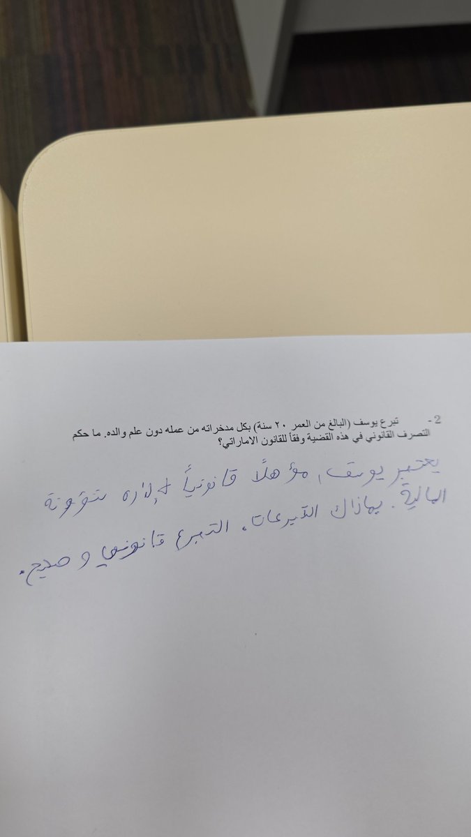 دخلت الكلاس وشفت هذا السؤال، والجواب، شو رأيكم بإجابته؟
