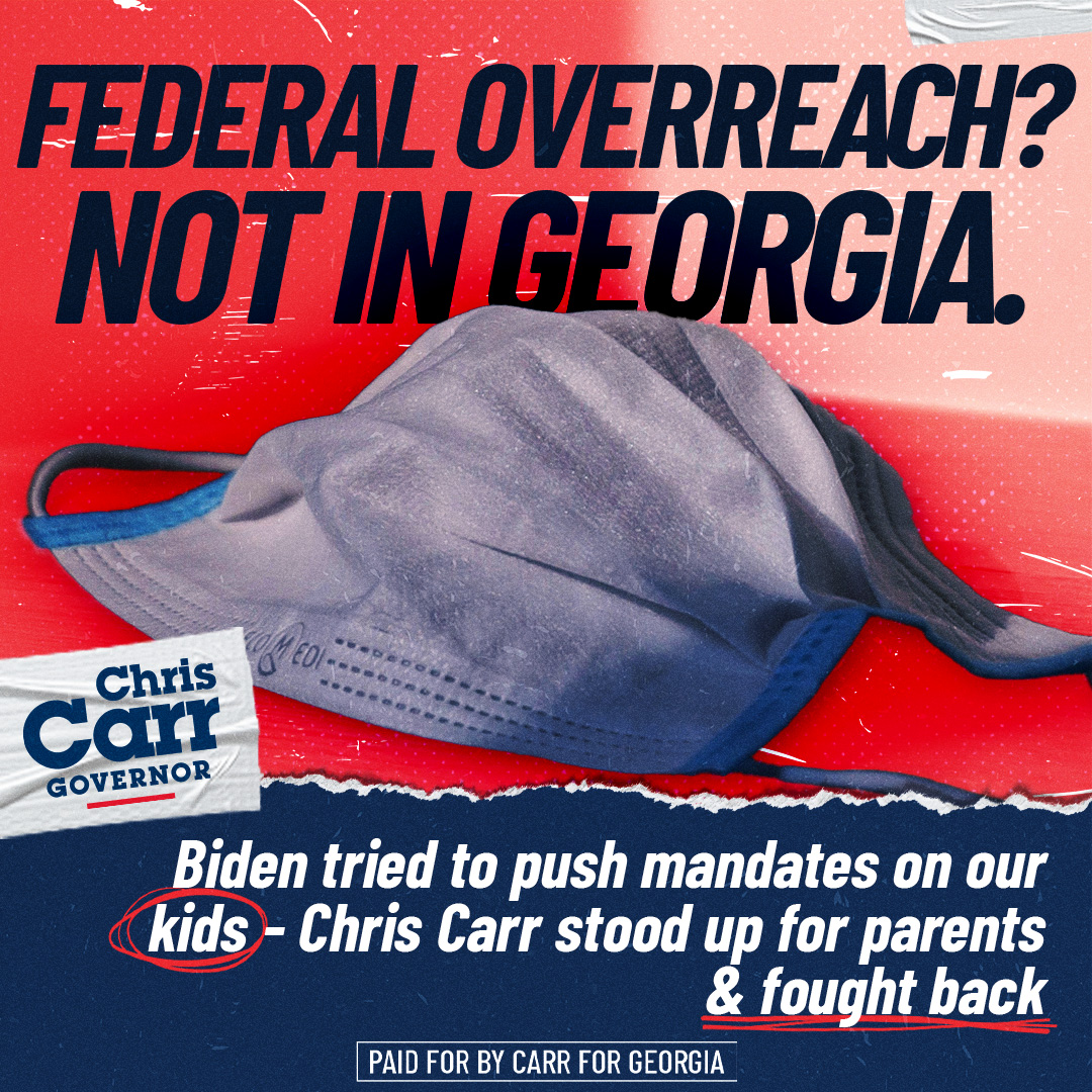 Team_ChrisCarr's tweet photo. Biden tried to mandate masks and vaccines for kids in Georgia’s Head Start programs—threatening their education if parents didn’t comply. Chris Carr fought back and took legal action to stop it. Federal overreach ends here. #ConservativeChrisCarr #CarrWins #ProtectParents
https://t.co/GR4r3LPUQl